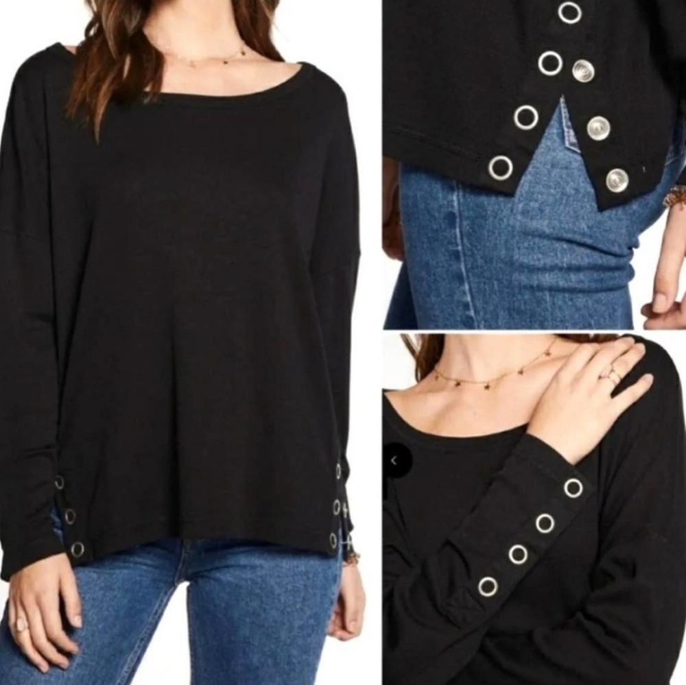 Chaser Lucasia Black Thermal Long Sleeve Top